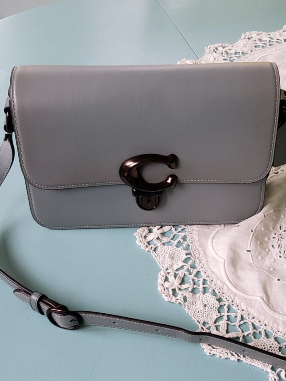 Coach Sage Blue and Pewter Studio Shoulder/Crossbody Bag C6641